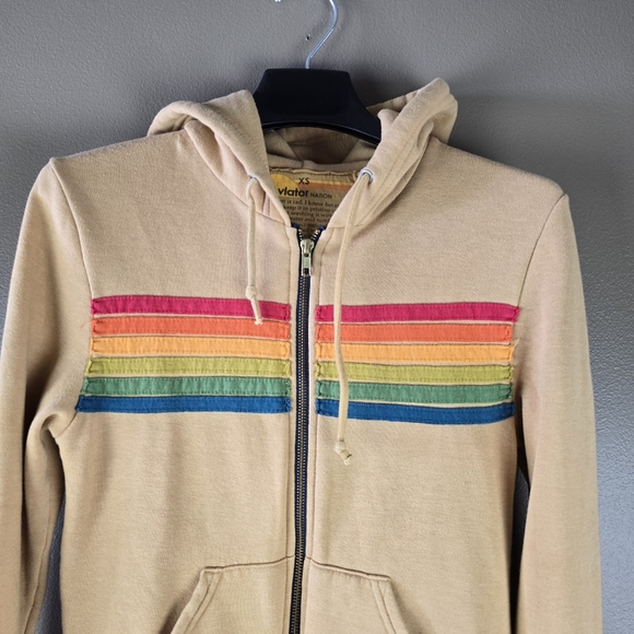 Aviator Nation RARE 6 Stripe Hoodie Sweatshirt XS - Picture 13 of 15